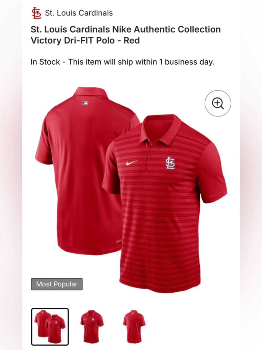 Nike Men's St. Louis Cardinals Red Striped Polo